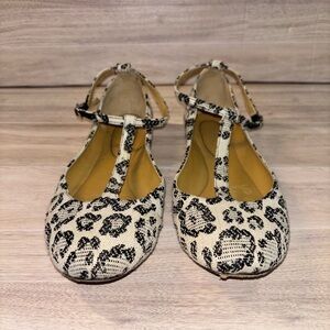See by Chloe Leopard Print T-Strap Flats